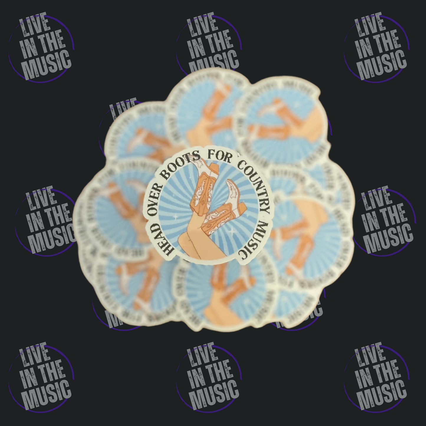 Head Over Boots for Country Music Sticker